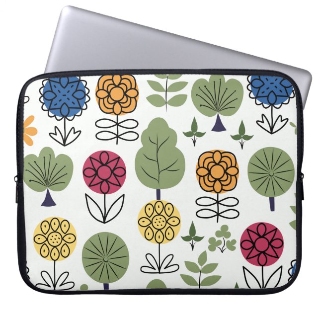 Seamless cute pattern, nature in summer, abstract  laptop sleeve (Front)