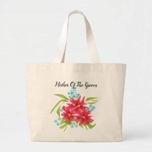Seamless cute red flowers floral pattern cartoon b large tote bag