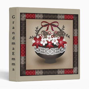 Seamless cute red white flowers floral pattern gru binder