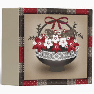 Seamless cute red white flowers floral pattern gru binder