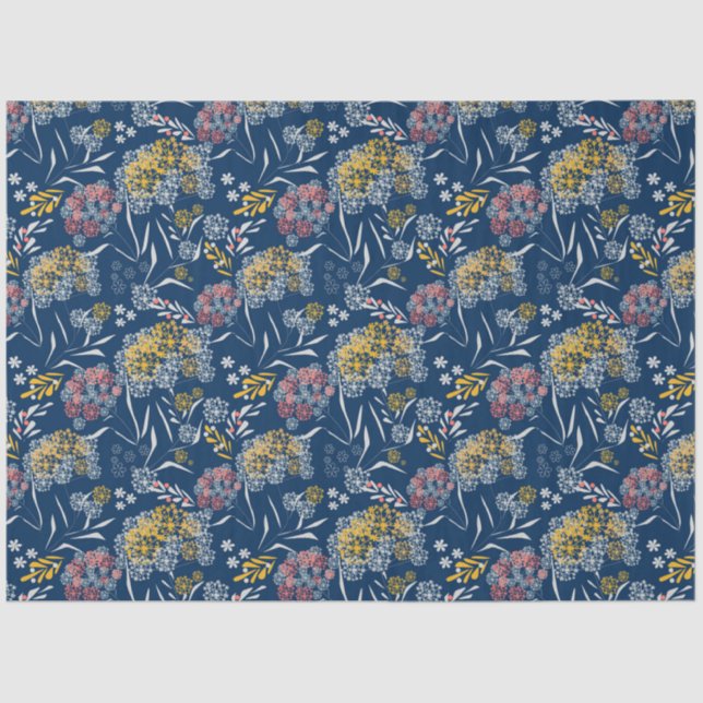 Seamless cute small flowers floral pattern navy vi tissue paper (Front)