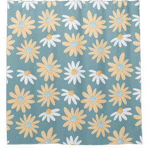 Seamless daisies pattern in small naive wild flowe