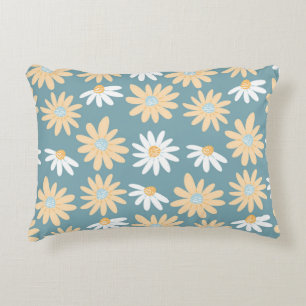 Seamless daisies pattern in small naive wild flowe accent pillow