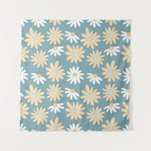 Seamless daisies pattern in small naive wild flowe tapestry