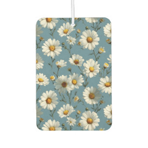 Seamless Daisy Flower Pattern on Blue Air Freshener
