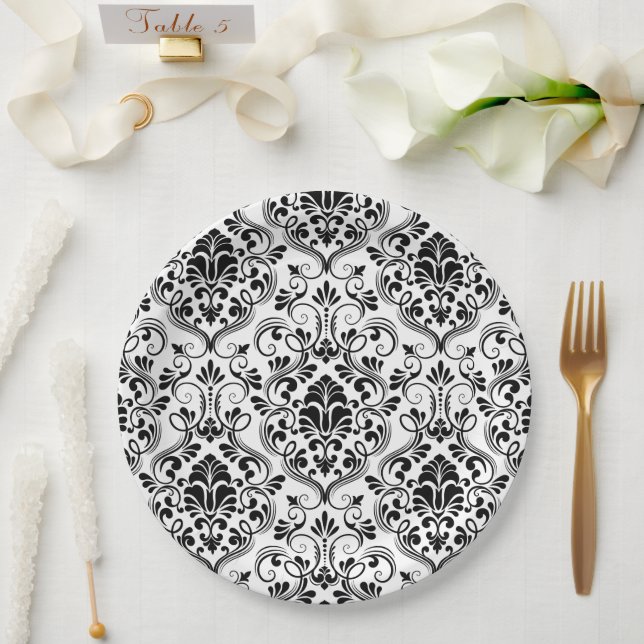 Seamless Damask Paper Plate (Wedding)