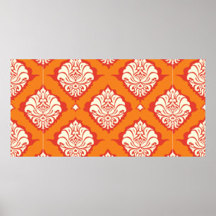 seamless damask wallpaper ornament flowers in oran poster