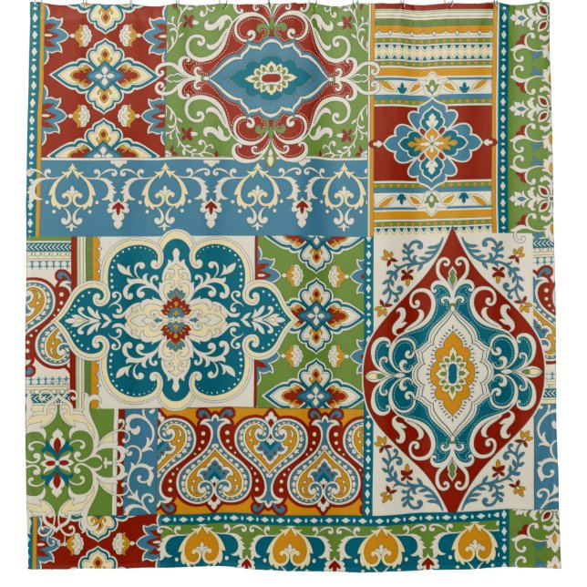 Seamless damask with colourful patchwork. Vintage  (Front)