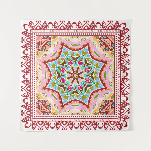 Seamless damask with colourful patchwork. Vintage  Tapestry (Front)