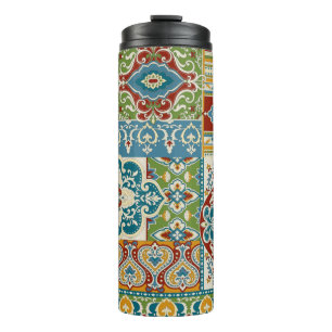 Seamless damask with colourful patchwork. Vintage  Thermal Tumbler