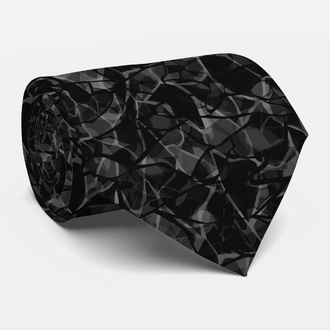 Seamless dark  abstract modern shapes pat neck  tie (Rolled)