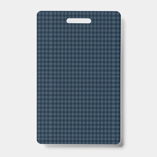 Seamless Dark Blue & Gray Gingham Rustic Pattern Badge (Front)