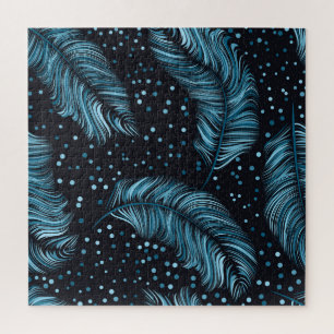 Seamless dark feather texture, abstract vintage. jigsaw puzzle