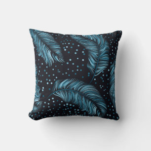 Seamless dark feather texture, abstract vintage. throw pillow
