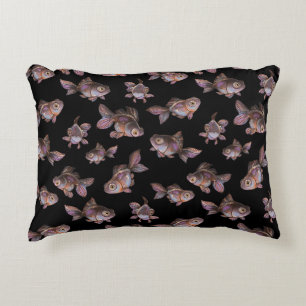 Seamless dark pattern with fish accent pillow
