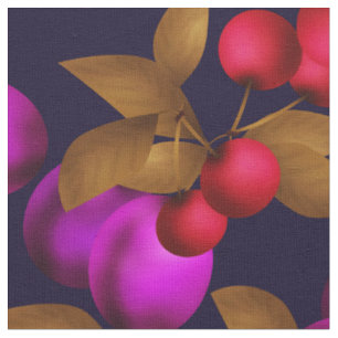 Seamless dark plum fruits purple berries cherry pa fabric