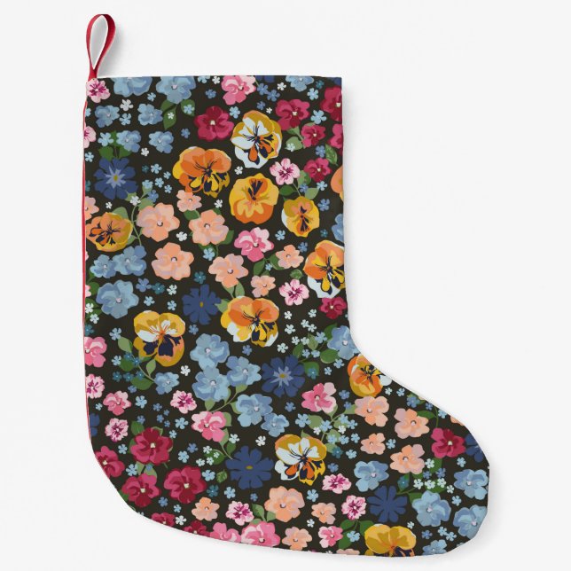 Seamless decorative elegant pattern with cute flow small christmas stocking (Front)