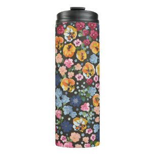 Seamless decorative elegant pattern with cute flow thermal tumbler