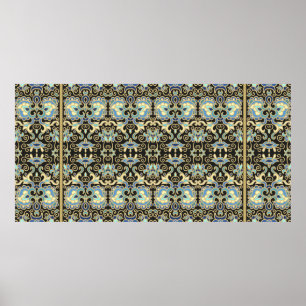 Seamless decorative Vintage laced design on golden Poster