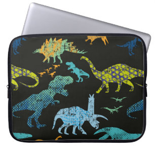 Seamless Dino pattern. Original design with t-rex, Laptop Sleeve