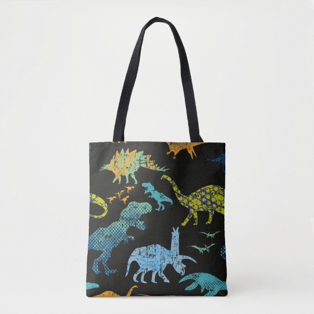 Seamless Dino pattern. Original design with t-rex, Tote Bag (Front)