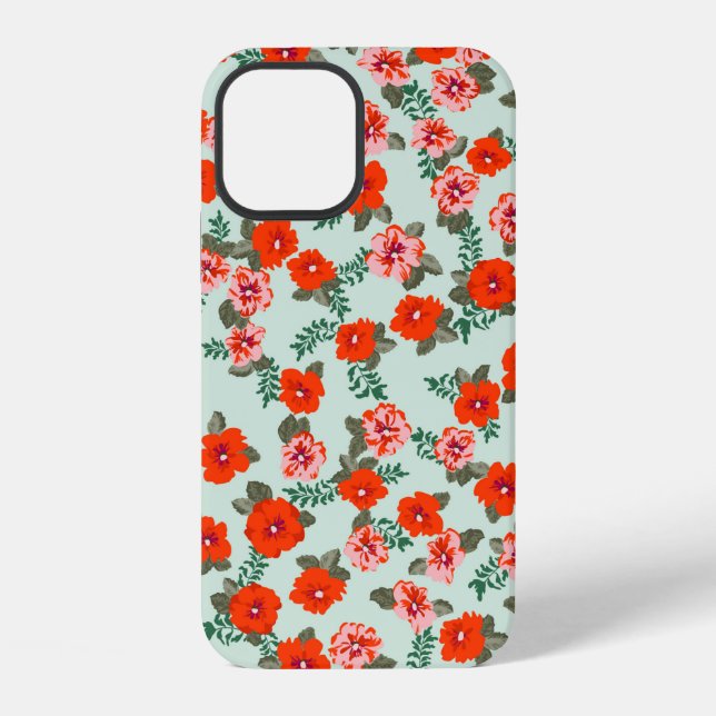 Seamless ditsy pattern in small cute wild flowers. iPhone case (Back)