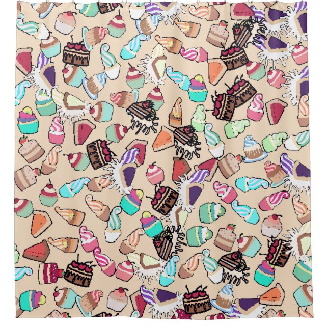 Seamless doodle cake pattern pattern. Hand drawn b (Front)