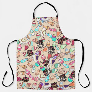 Seamless doodle cake pattern pattern. Hand drawn b Apron