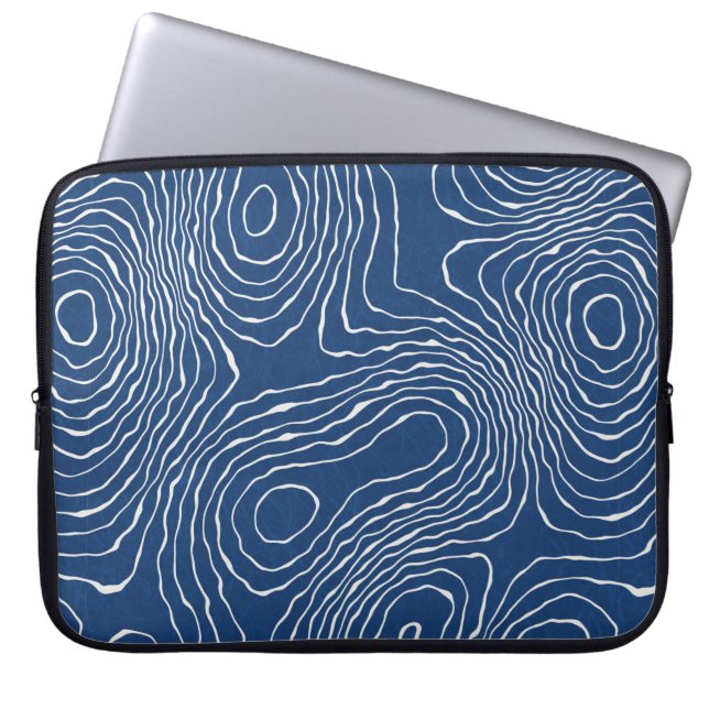 Seamless earth line topographic map organic patter laptop sleeve (Front)