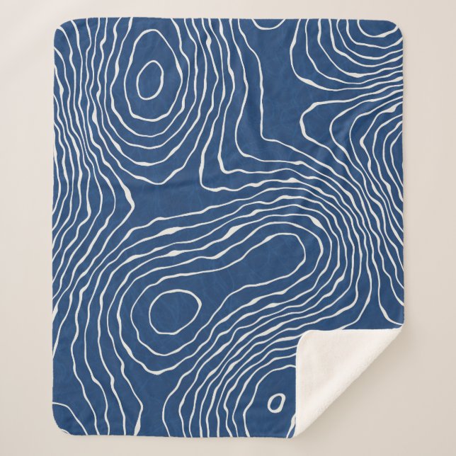 Seamless earth line topographic map organic patter sherpa blanket (Front)