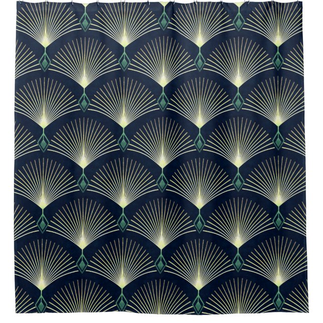 Seamless elegant geometric pattern. Blue Art Deco. (Front)