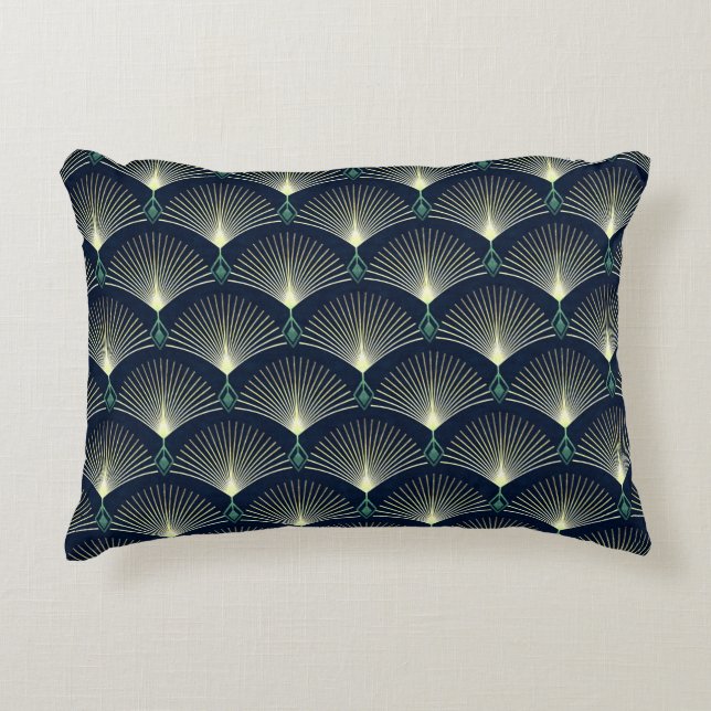 Seamless elegant geometric pattern. Blue Art Deco. Accent Pillow (Front)