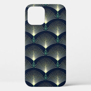 Seamless elegant geometric pattern. Blue Art Deco. iPhone 12 Case