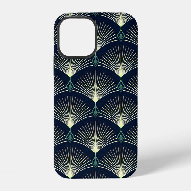 Seamless elegant geometric pattern. Blue Art Deco. iPhone Case (Back)