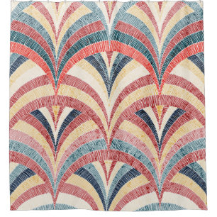 Seamless embroidered pattern. Wavy bohemian print.