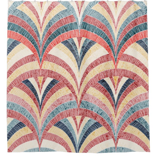 Seamless embroidered pattern. Wavy bohemian print. (Front)