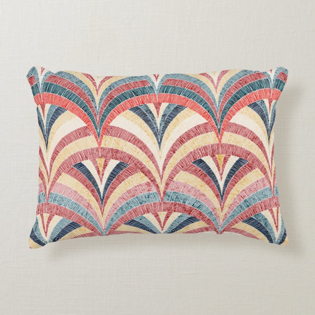 Seamless embroidered pattern. Wavy bohemian print. Accent Pillow (Front)