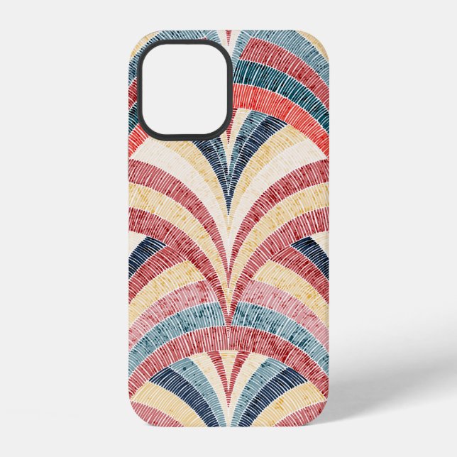 Seamless embroidered pattern. Wavy bohemian print. iPhone Case (Back)