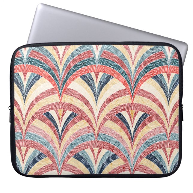Seamless embroidered pattern. Wavy bohemian print. Laptop Sleeve (Front)