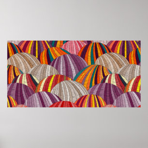 Seamless embroidered wavy pattern. Sown meadows an Poster