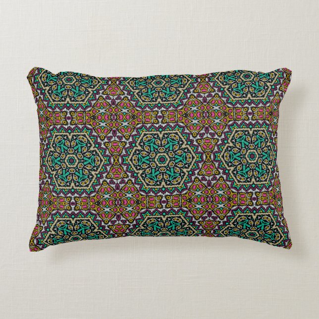 Seamless embroidery tribal ethno boho ornamental t accent pillow (Front)