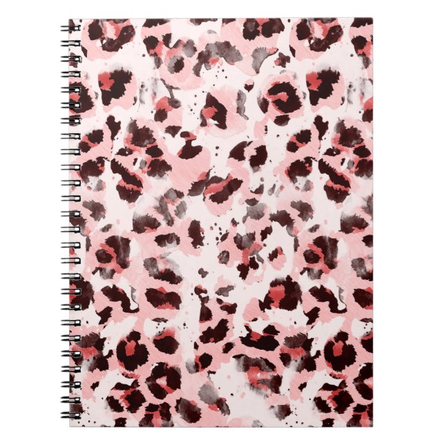 Seamless Endless Hand Drawn Watercolor Leopard Ani Notebook (Front)