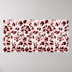 Seamless Endless Hand Drawn Watercolor Leopard Ani Poster