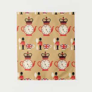seamless english tea time pattern tapestry