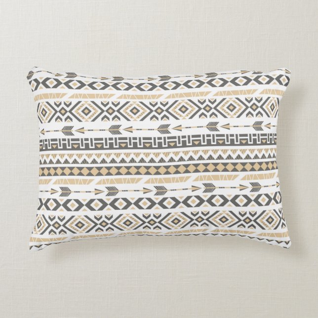 Seamless ethnic beige pattern. illustration accent pillow (Front)