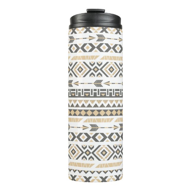 Seamless ethnic beige pattern. illustration thermal tumbler (Front)