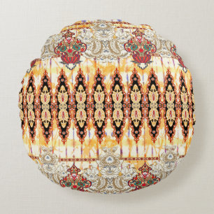 Seamless ethnic mughal floral pattern round pillow