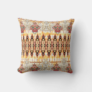 Seamless ethnic mughal floral pattern throw pillow