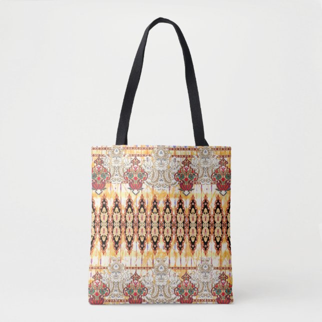 Seamless ethnic mughal floral pattern tote bag (Front)