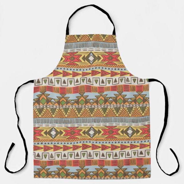 Seamless ethnic pattern in bright colours apron (Front)